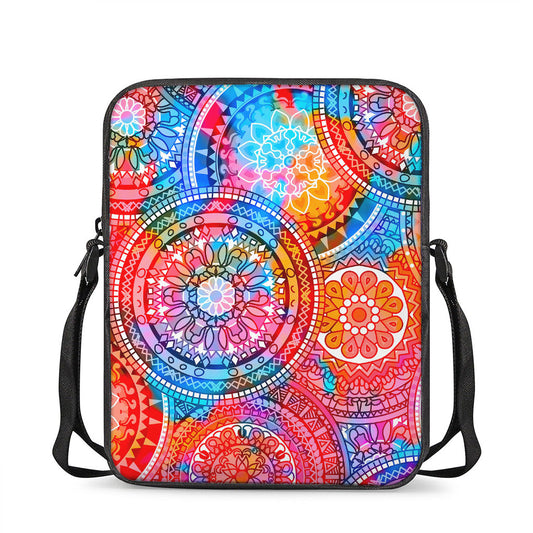 Colorful Circle Mandala Print Rectangular Crossbody Bag