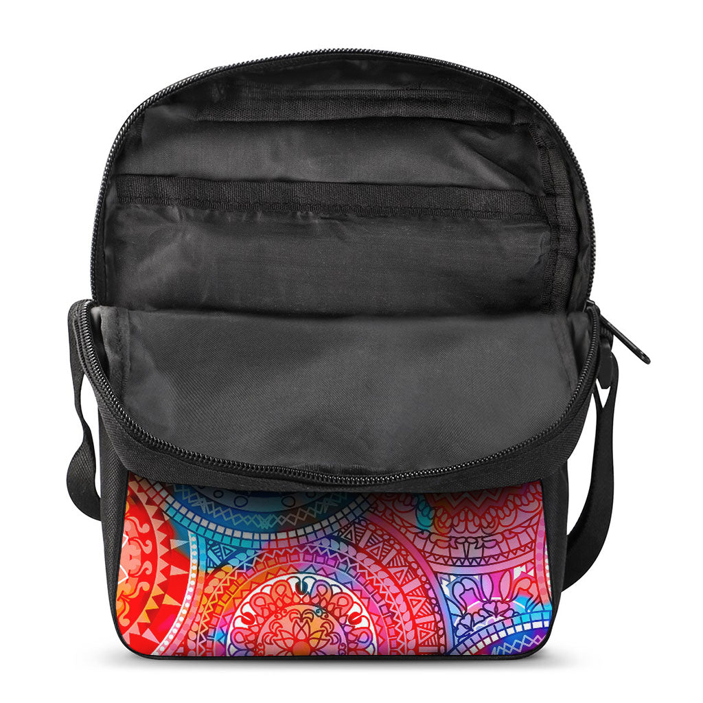 Colorful Circle Mandala Print Rectangular Crossbody Bag