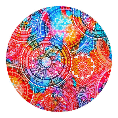 Colorful Circle Mandala Print Round Blanket