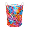Colorful Circle Mandala Print Round Laundry Basket