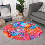 Colorful Circle Mandala Print Round Rug