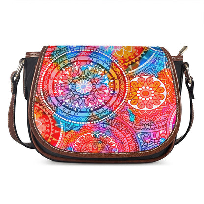 Colorful Circle Mandala Print Saddle Bag