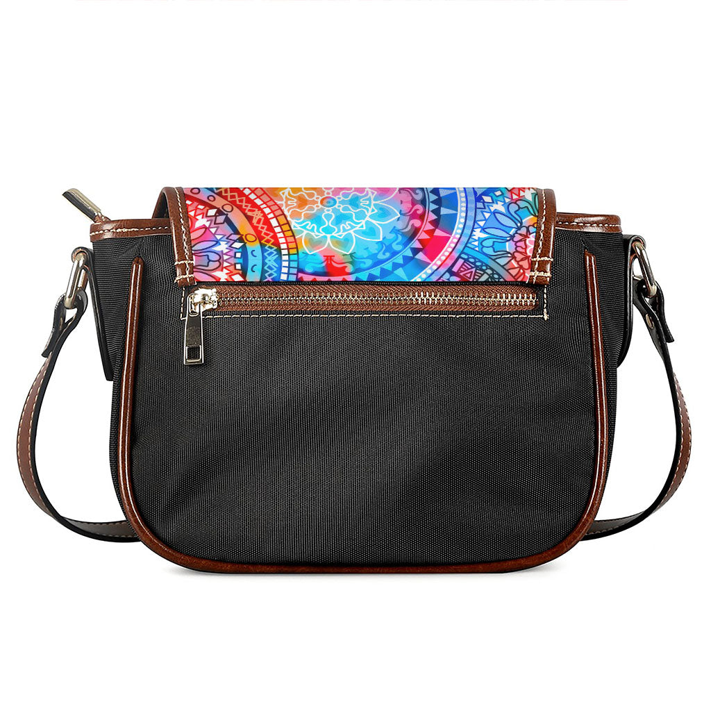 Colorful Circle Mandala Print Saddle Bag
