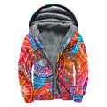 Colorful Circle Mandala Print Sherpa Lined Zip Up Hoodie
