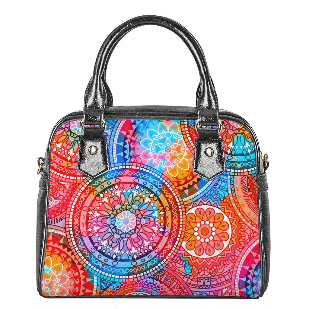 Colorful Circle Mandala Print Shoulder Handbag