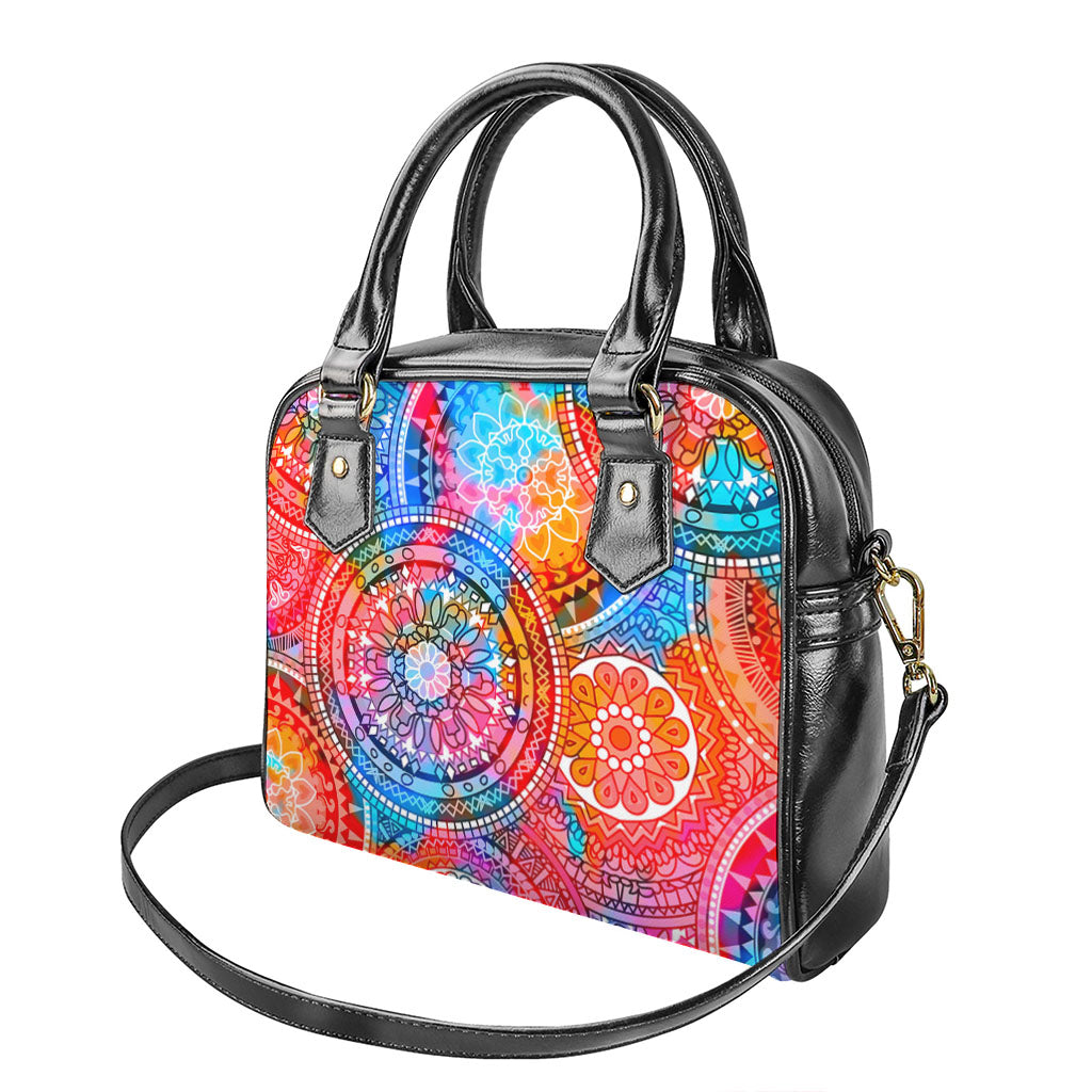 Colorful Circle Mandala Print Shoulder Handbag