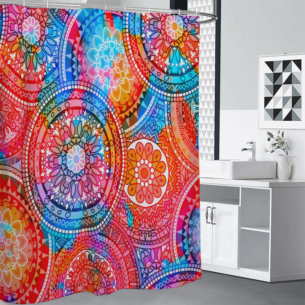 Colorful Circle Mandala Print Shower Curtain
