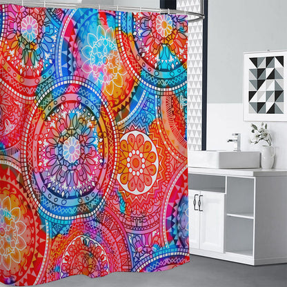 Colorful Circle Mandala Print Shower Curtain