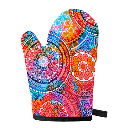Colorful Circle Mandala Print Single Oven Mitt