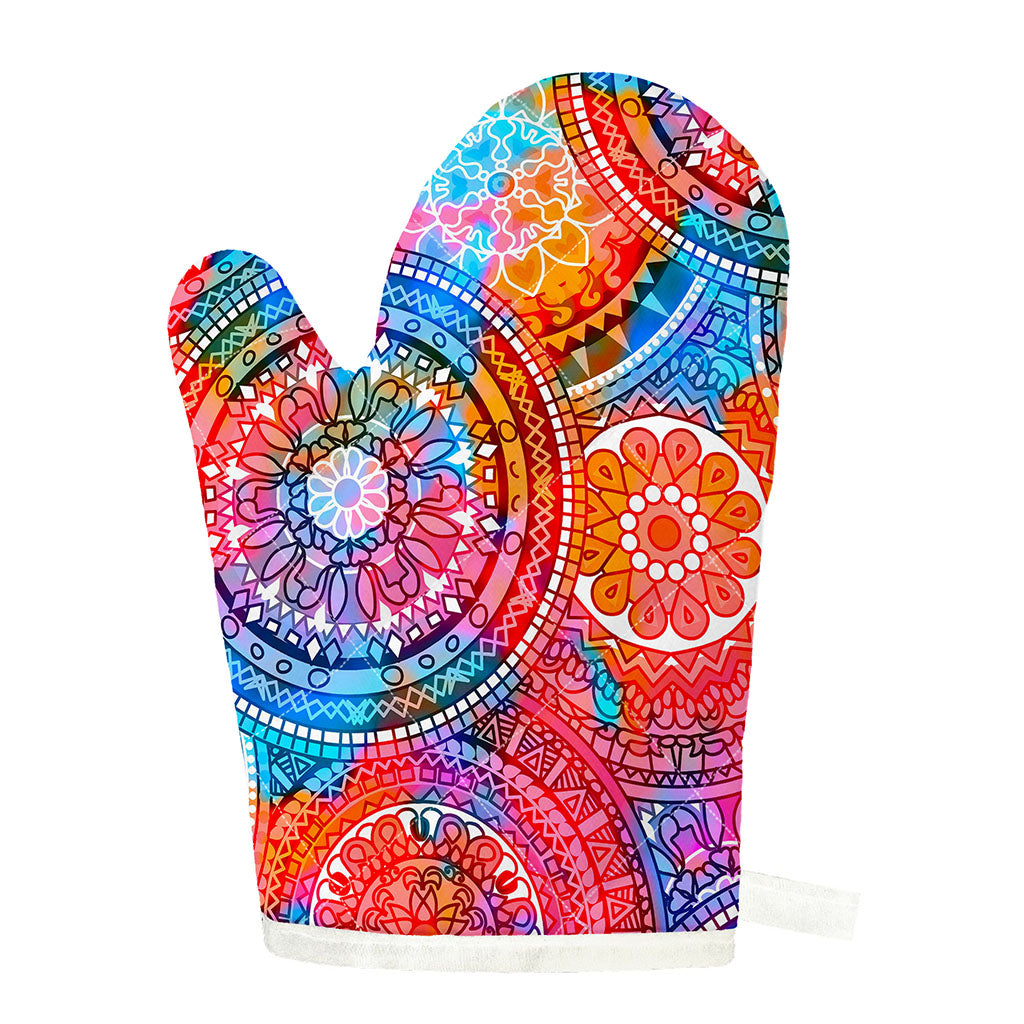 Colorful Circle Mandala Print Single Oven Mitt
