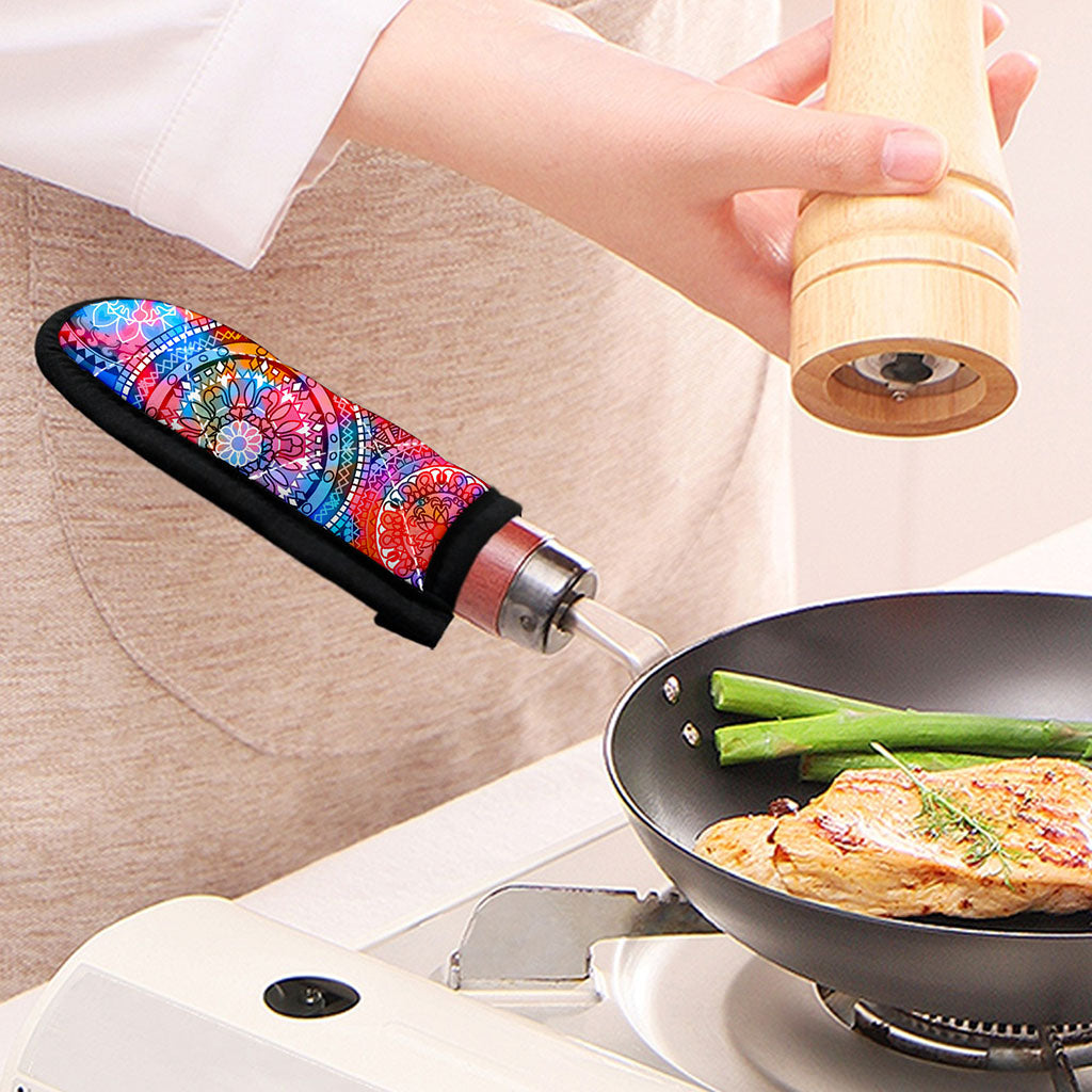 Colorful Circle Mandala Print Skillet Handle Cover