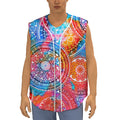 Colorful Circle Mandala Print Sleeveless Baseball Jersey