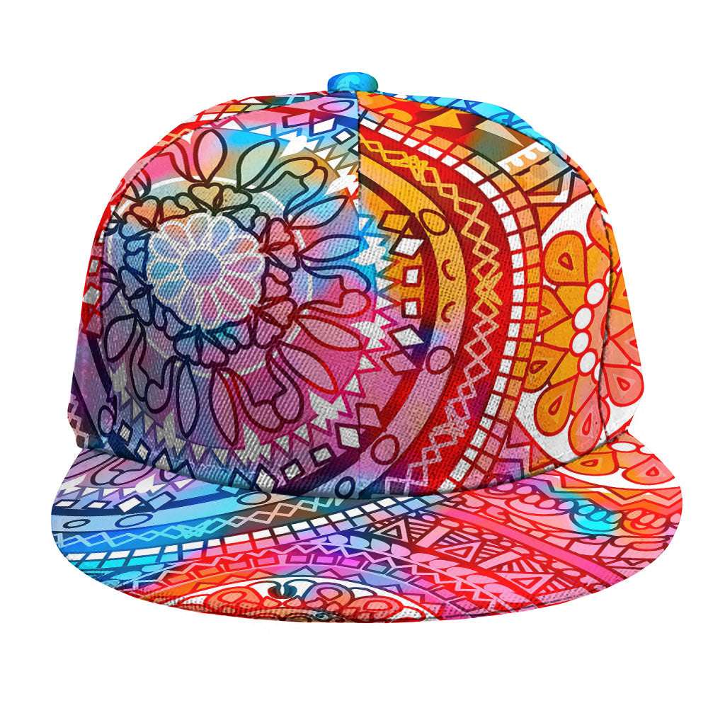 Colorful Circle Mandala Print Snapback Cap