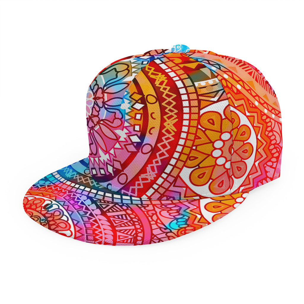 Colorful Circle Mandala Print Snapback Cap