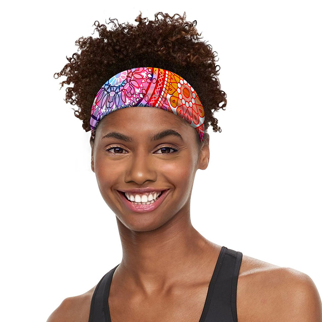 Colorful Circle Mandala Print Sports Headband