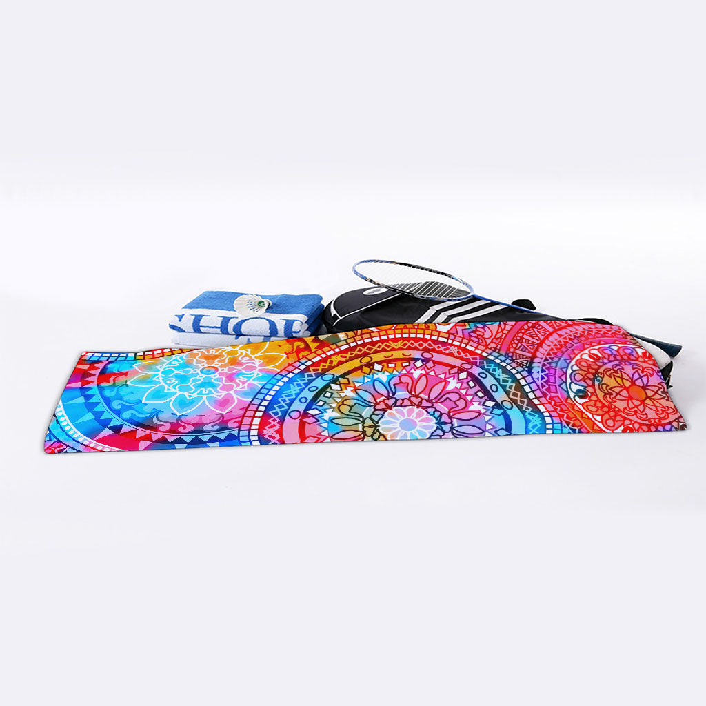 Colorful Circle Mandala Print Sports Towel