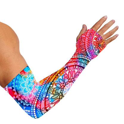 Colorful Circle Mandala Print Sun Protection Arm Sleeves