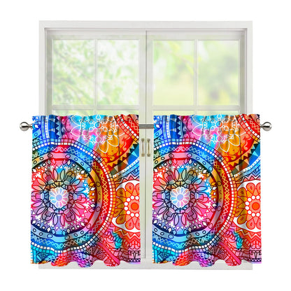 Colorful Circle Mandala Print Tier Curtains