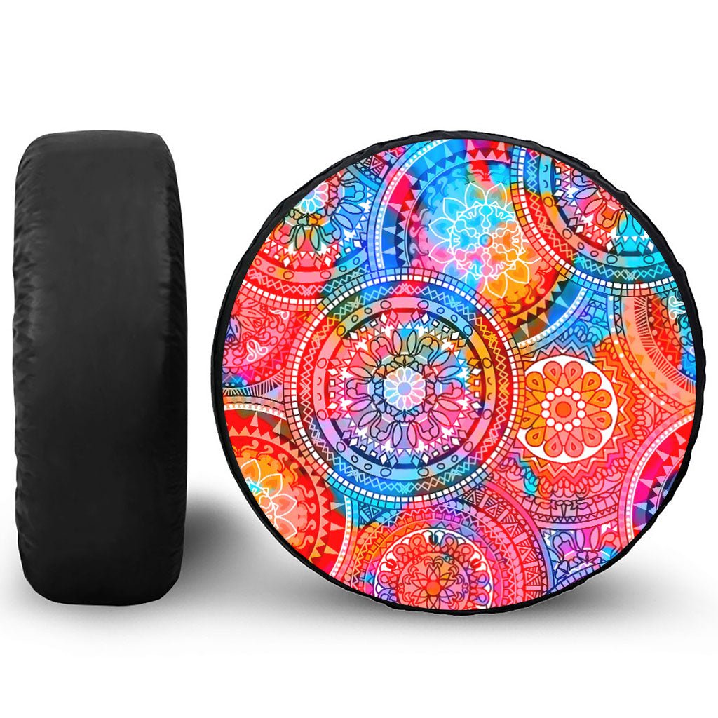 Colorful Circle Mandala Print Tire Cover