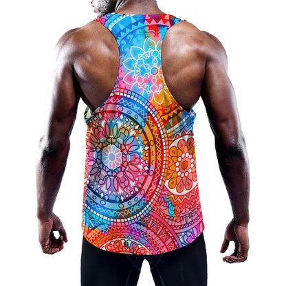 Colorful Circle Mandala Print Training Tank Top