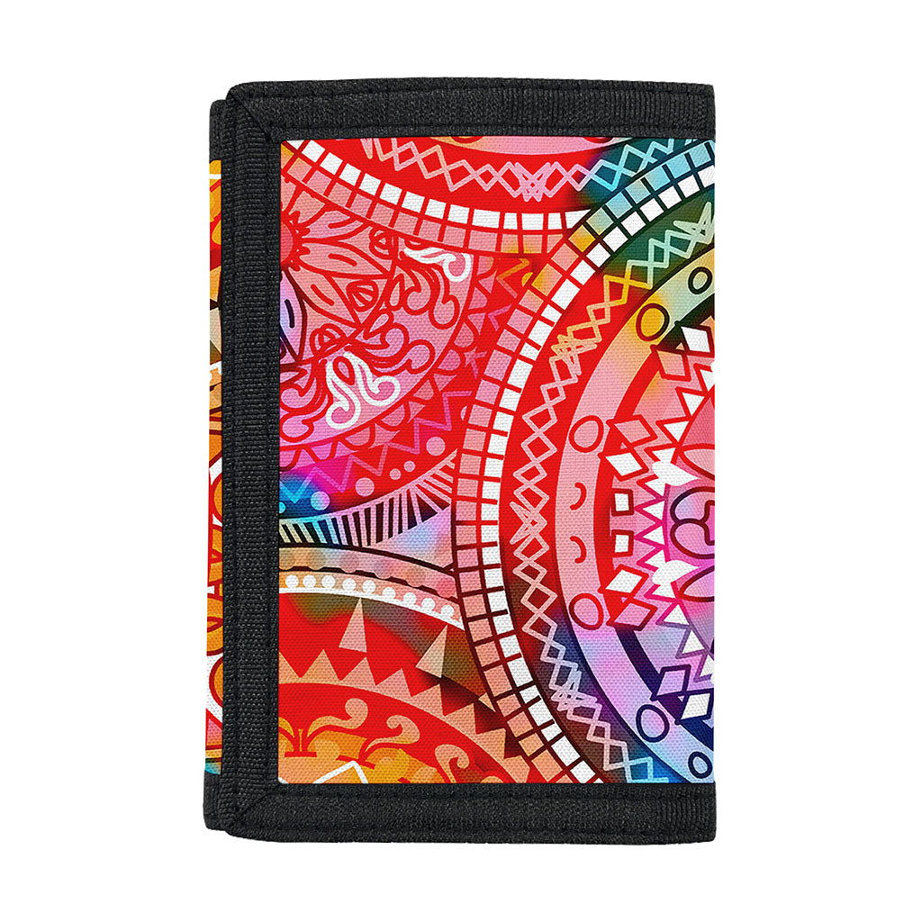 Colorful Circle Mandala Print Trifold Wallet
