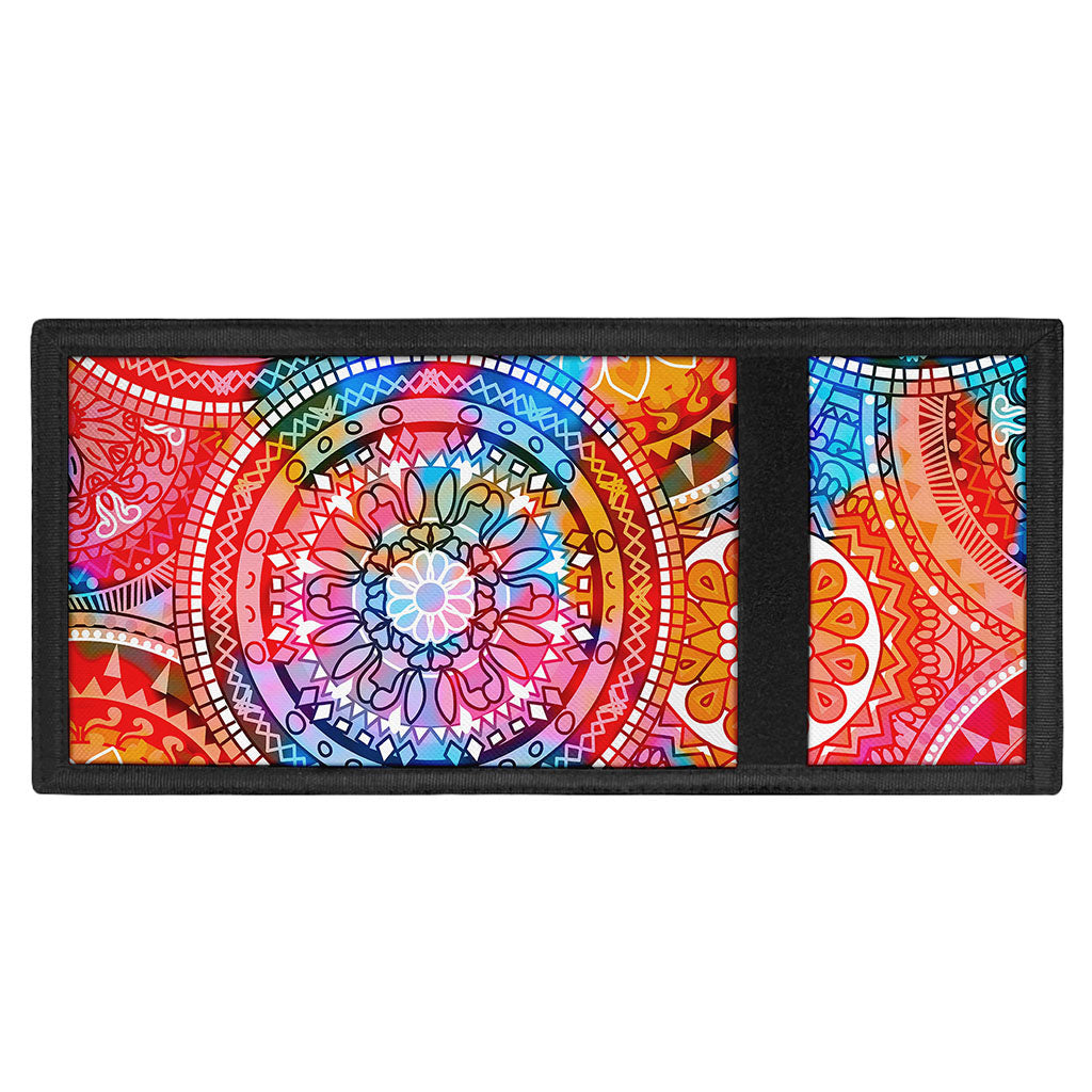 Colorful Circle Mandala Print Trifold Wallet