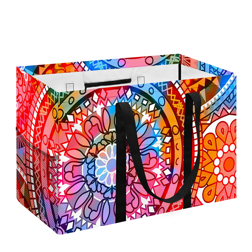 Colorful Circle Mandala Print Utility Tote Bag