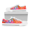 Colorful Circle Mandala Print White Low Top Sneakers