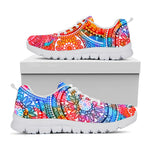 Colorful Circle Mandala Print White Running Shoes
