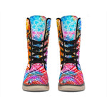 Colorful Circle Mandala Print Winter Boots