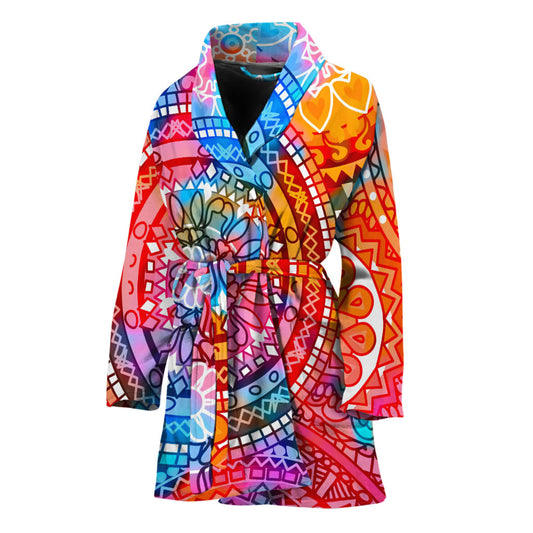 Colorful Circle Mandala Print Women's Bathrobe
