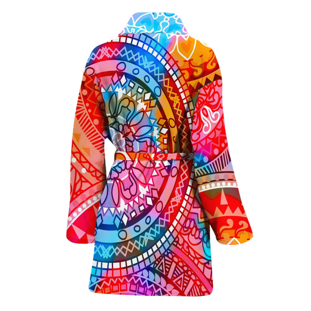 Colorful Circle Mandala Print Women's Bathrobe