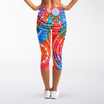 Colorful Circle Mandala Print Women's Capri Leggings