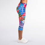 Colorful Circle Mandala Print Women's Capri Leggings