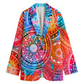 Colorful Circle Mandala Print Women's Cotton Blazer