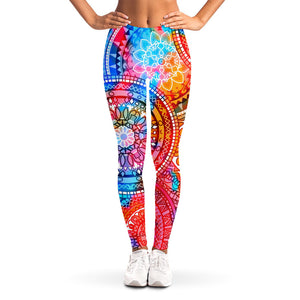 Colorful Circle Mandala Print Women's Leggings