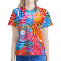 Colorful Circle Mandala Print Women's Polo Shirt