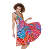 Colorful Circle Mandala Print Women's Sleeveless Dress