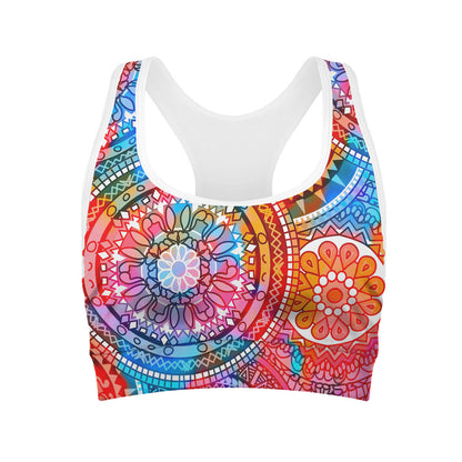 Colorful Circle Mandala Print Women's Sports Bra