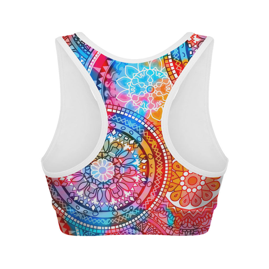 Colorful Circle Mandala Print Women's Sports Bra