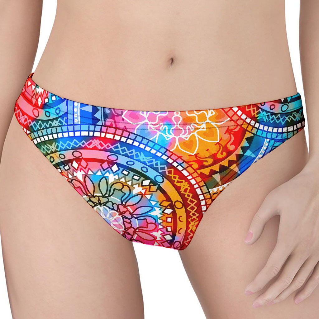 Colorful Circle Mandala Print Women's Thong