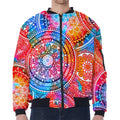 Colorful Circle Mandala Print Zip Sleeve Bomber Jacket
