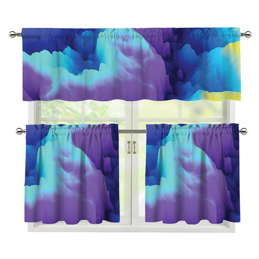 Colorful Cloud Print 3 Piece Kitchen Curtains