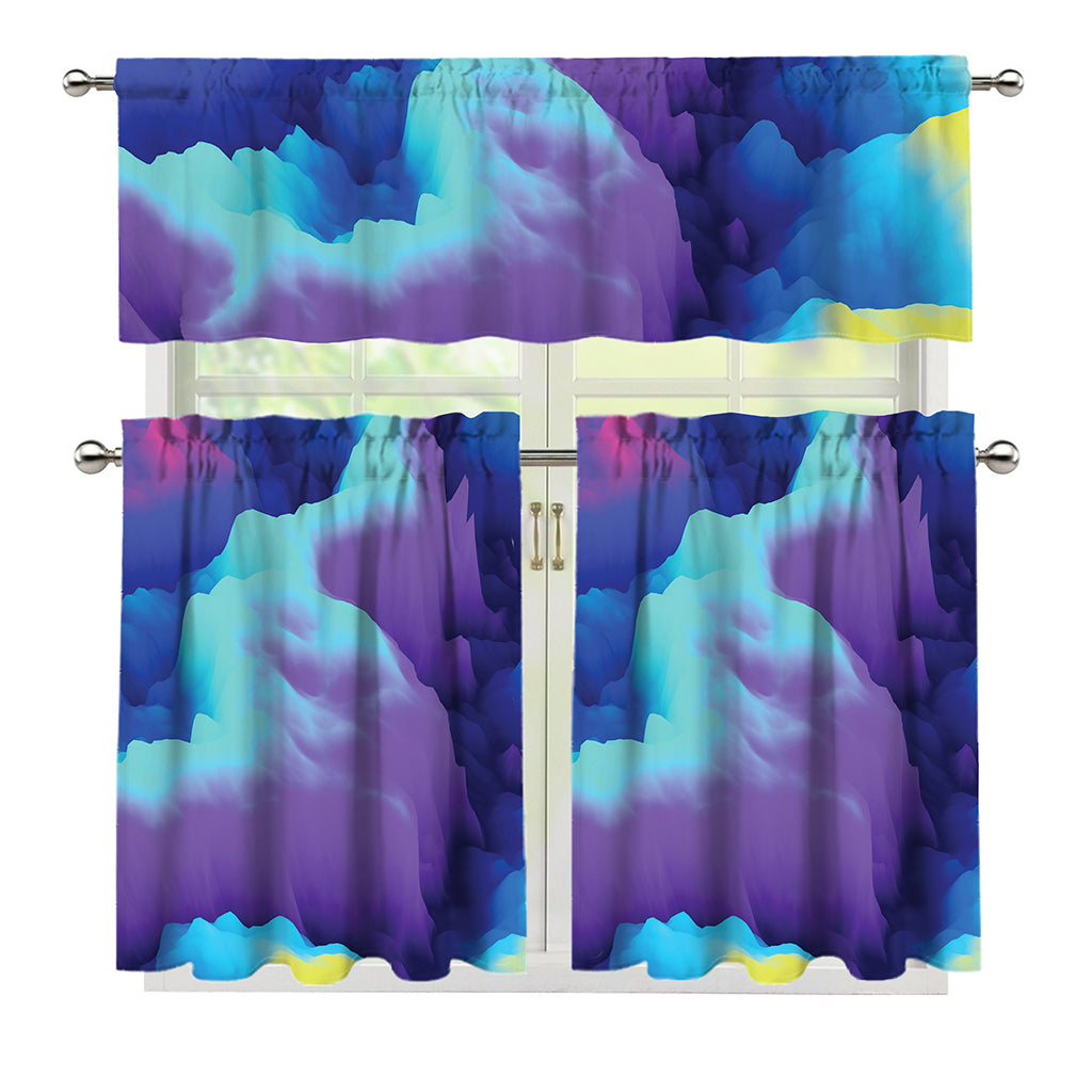 Colorful Cloud Print 3 Piece Kitchen Curtains