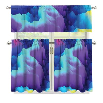 Colorful Cloud Print 3 Piece Kitchen Curtains