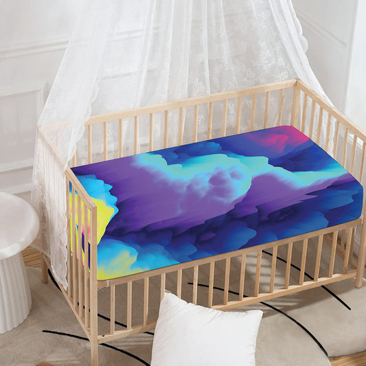 Colorful Cloud Print Baby Crib Sheet