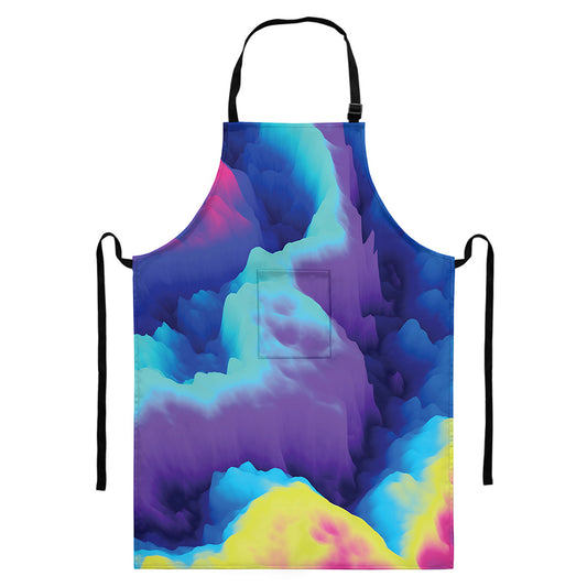 Colorful Cloud Print Bib Apron With Pocket
