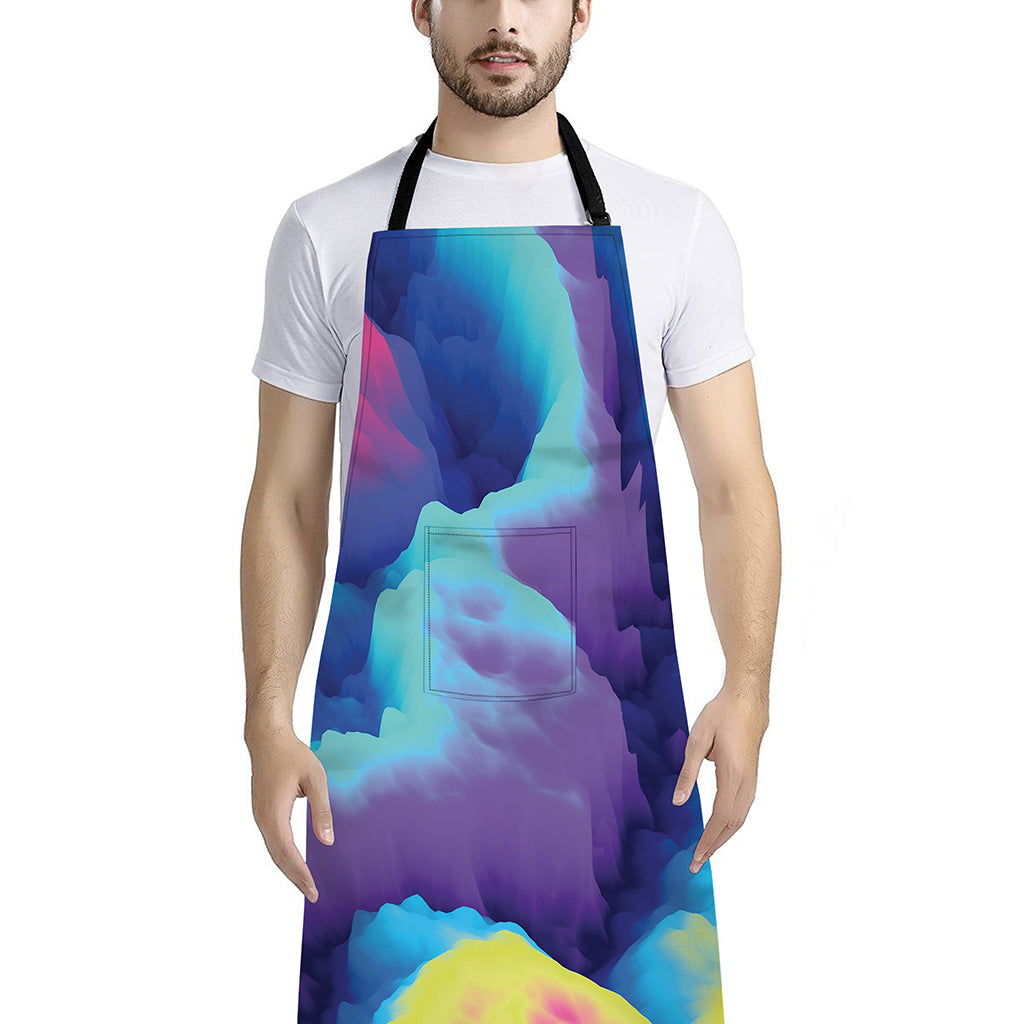 Colorful Cloud Print Bib Apron With Pocket