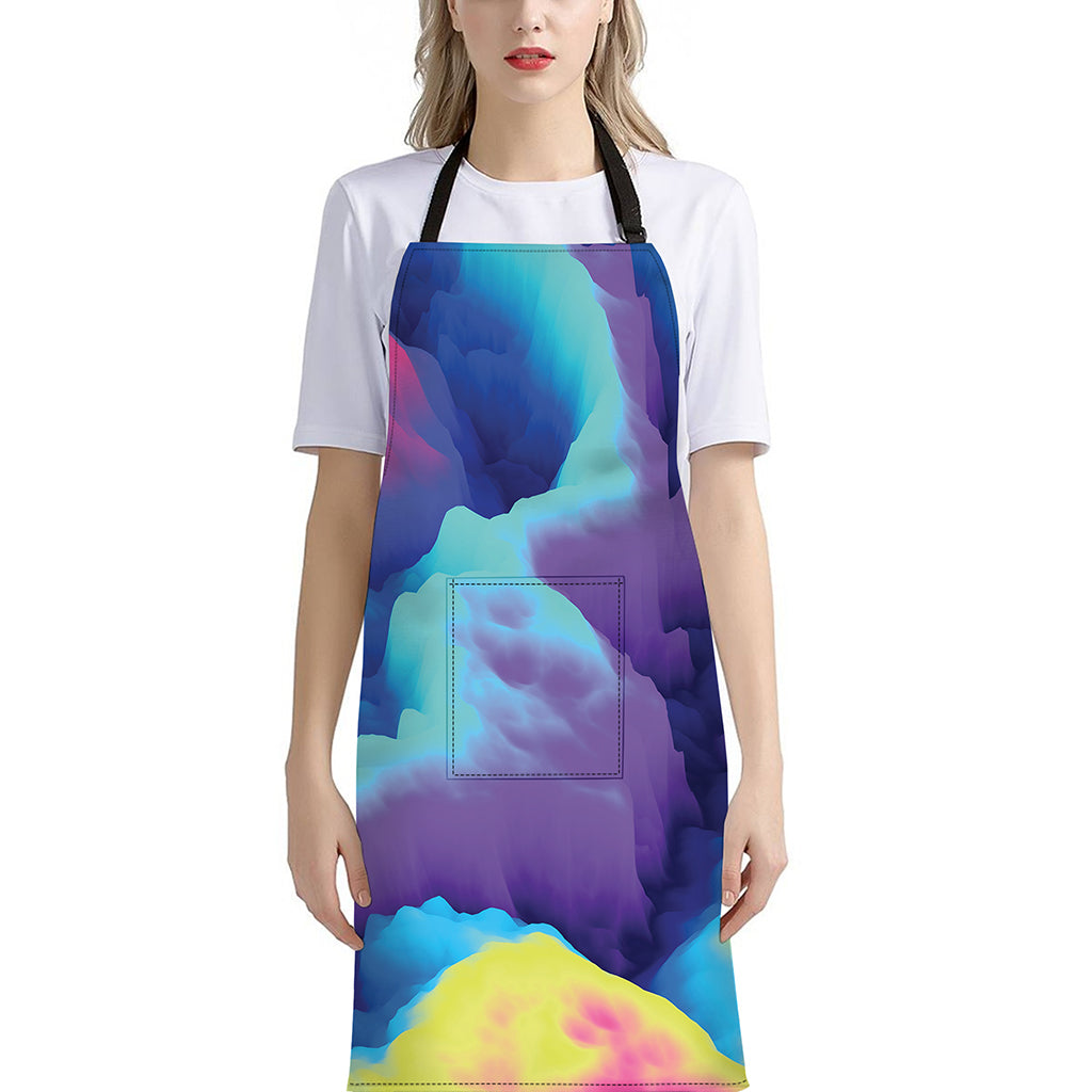 Colorful Cloud Print Bib Apron With Pocket