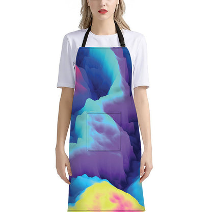 Colorful Cloud Print Bib Apron With Pocket